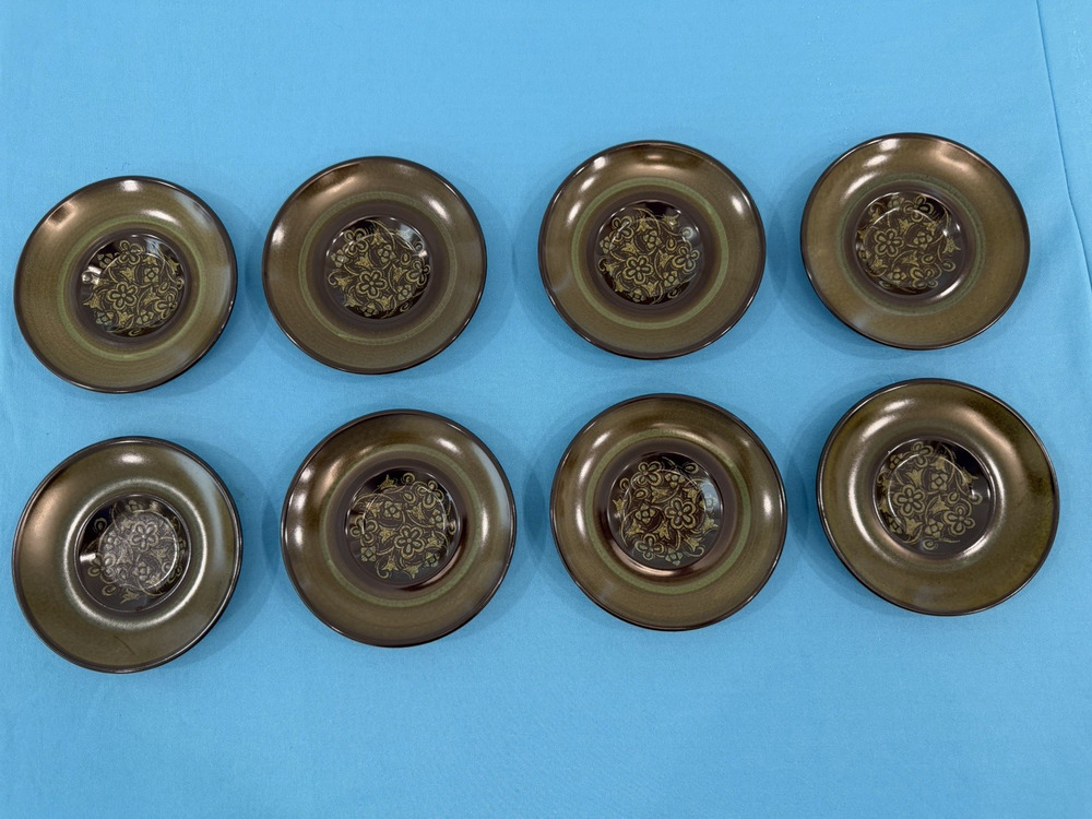 Set of 8 Vintage Franciscan Earthenware Madeira pattern 5.75" saucers
